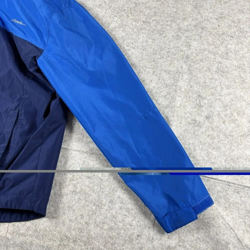 Eddie Bauer Youth Boys Large 14-16 Dual Full Zip Rain Jacket Windbreaker Blue